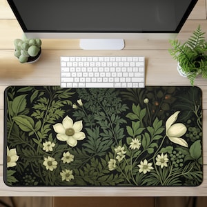Cottagecore Desk Mat, Floral Desk Mat, Botanical Desk Pad, Green Desk Mat, Wildflower Desk And Nature Decor, Garden Desk Pad, XXL Desk Mat