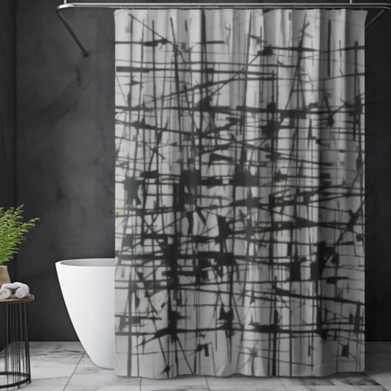 Midcentury Modern Shower Curtain, Aesthetic Shower Curtain, Shower