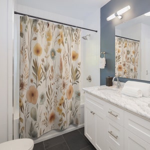 Wildflower Shower Curtain, Daisy Shower Curtain, Botanical Shower Curtain, Cottagecore Shower Curtain, Floral Shower Curtain, Wildflowers