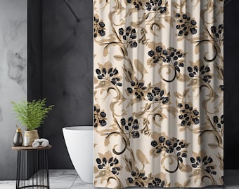 Elegant Floral Shower Curtain, Bathroom Decor, Vintage Style Boho Shower Curtain, Floral  Bathroom Decor Botanical  Shower Curtain, Retro