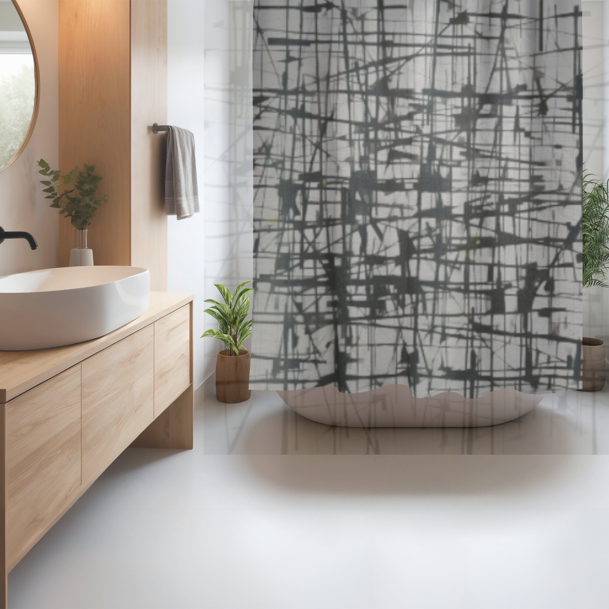 Midcentury Modern Shower Curtain, Aesthetic Shower Curtain, Shower