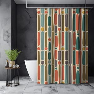 Midcentury Modern Shower Curtain, Aesthetic Shower Curtain, Shower Curtain Retro, Geometric Shower Curtain, Shower Curtain Boho, Bath