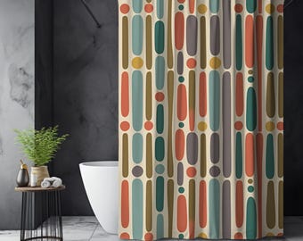 Midcentury Modern Shower Curtain, Aesthetic Shower Curtain, Shower Curtain Retro, Geometric Shower Curtain, Shower Curtain Boho, Bath