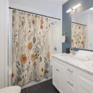 Wildflower Shower Curtain, Daisy Shower Curtain, Botanical Shower Curtain, Cottagecore Shower Curtain, Floral Shower Curtain, Wildflowers