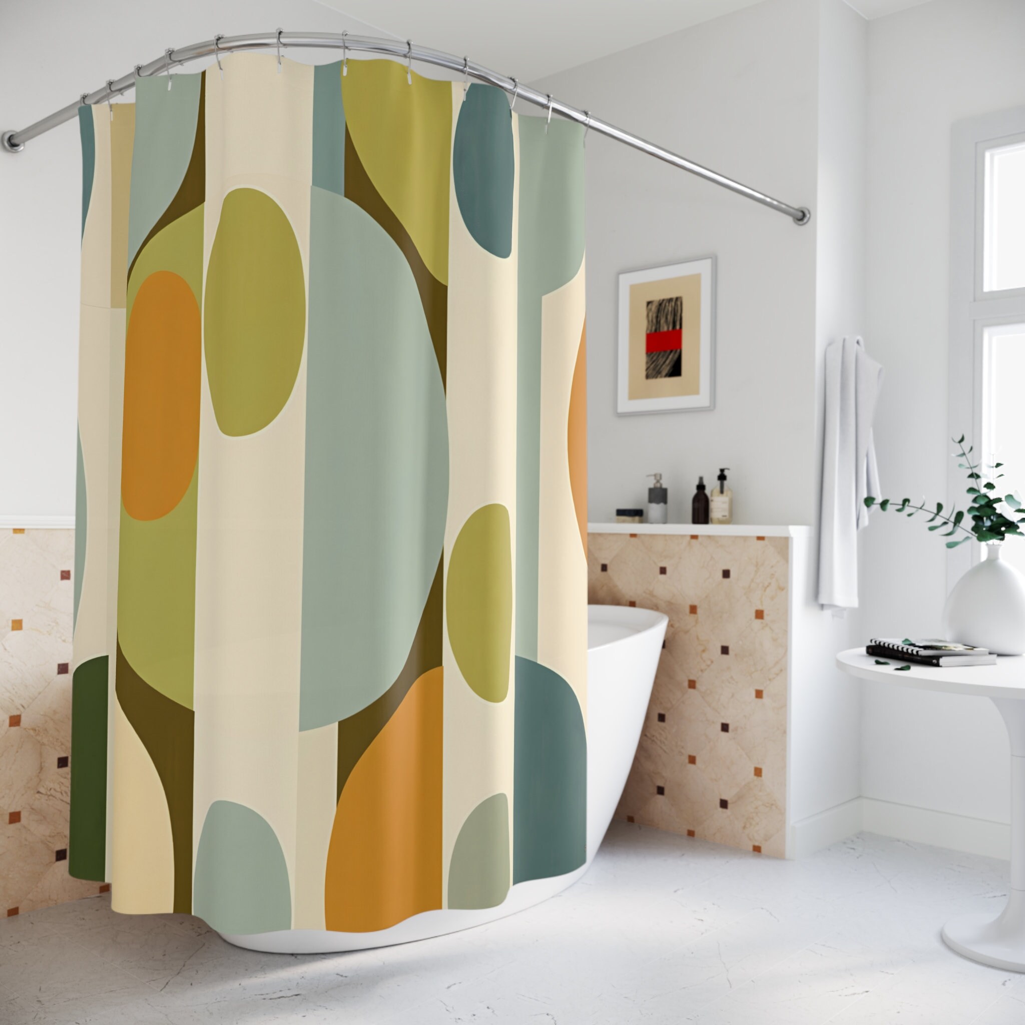 Midcentury Modern Shower Curtain, Aesthetic Shower Curtain, Shower