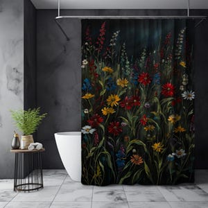 Floral Shower Curtain - Vintage Garden Design, Bathroom Décor, Cottage Core Shower , Gift for Garden Lovers, Boho Style, Nature Inspired
