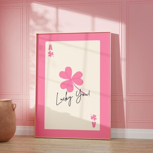 Impresión de Ace Of Clovers Lucky You, arte de pared de moda, impresión de Aces of Clubs, póster de naipes, impresión de Ace, póster retro de moda, impresión de Lucky Girl