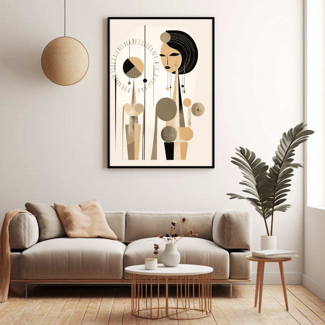 Mid Century Modern Digital Art Print | Earth Tones | Abstract Women ...