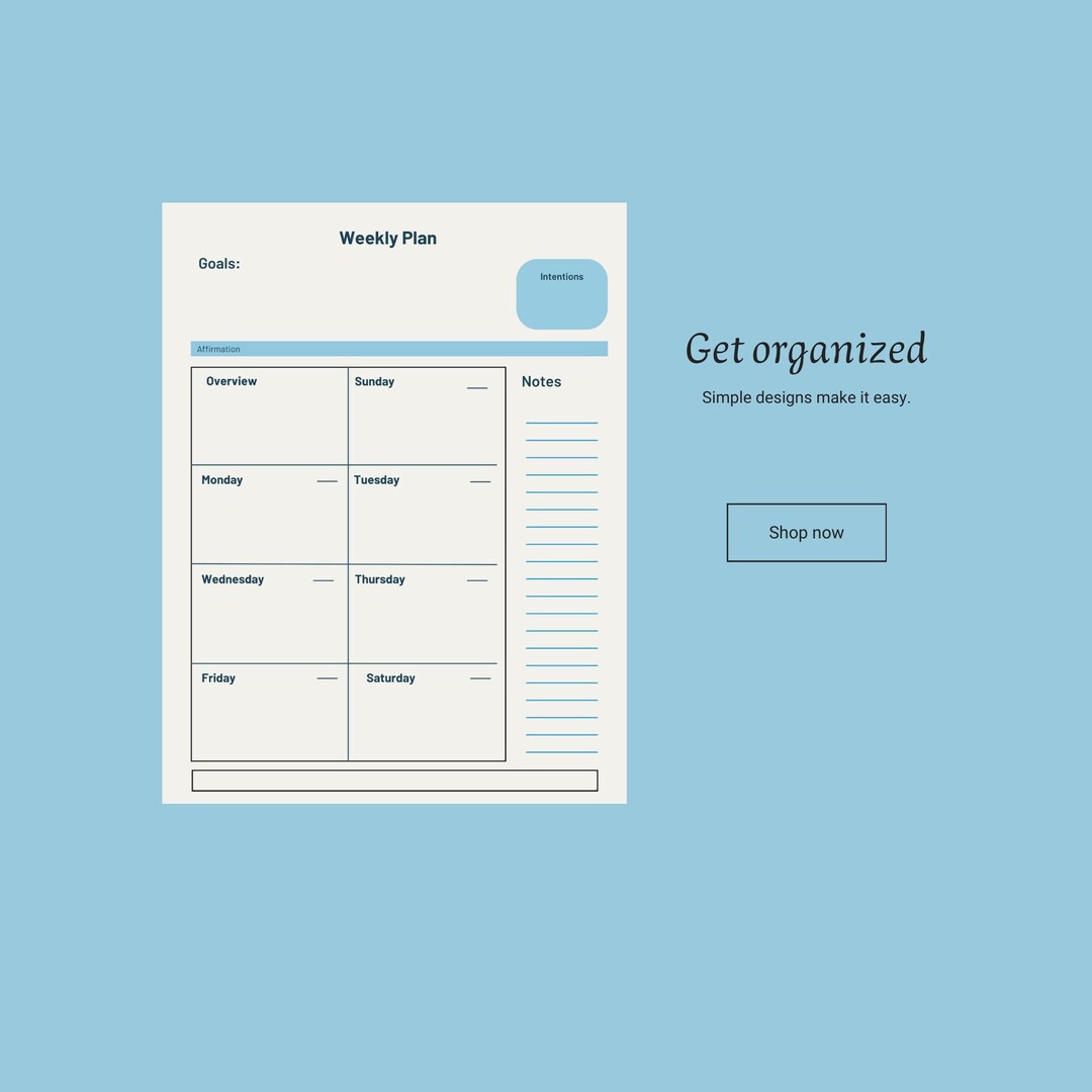 Weekly Planner - Printable Digital Download - Etsy