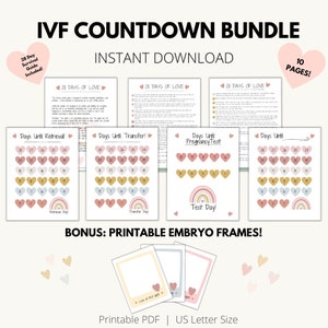 IVF, IVF Countdown, ivf planner, ivf journal , ivf tracker, ivf calendar, Fertility Treatments, Transfer Day, IVF Printable, Egg Retrieval