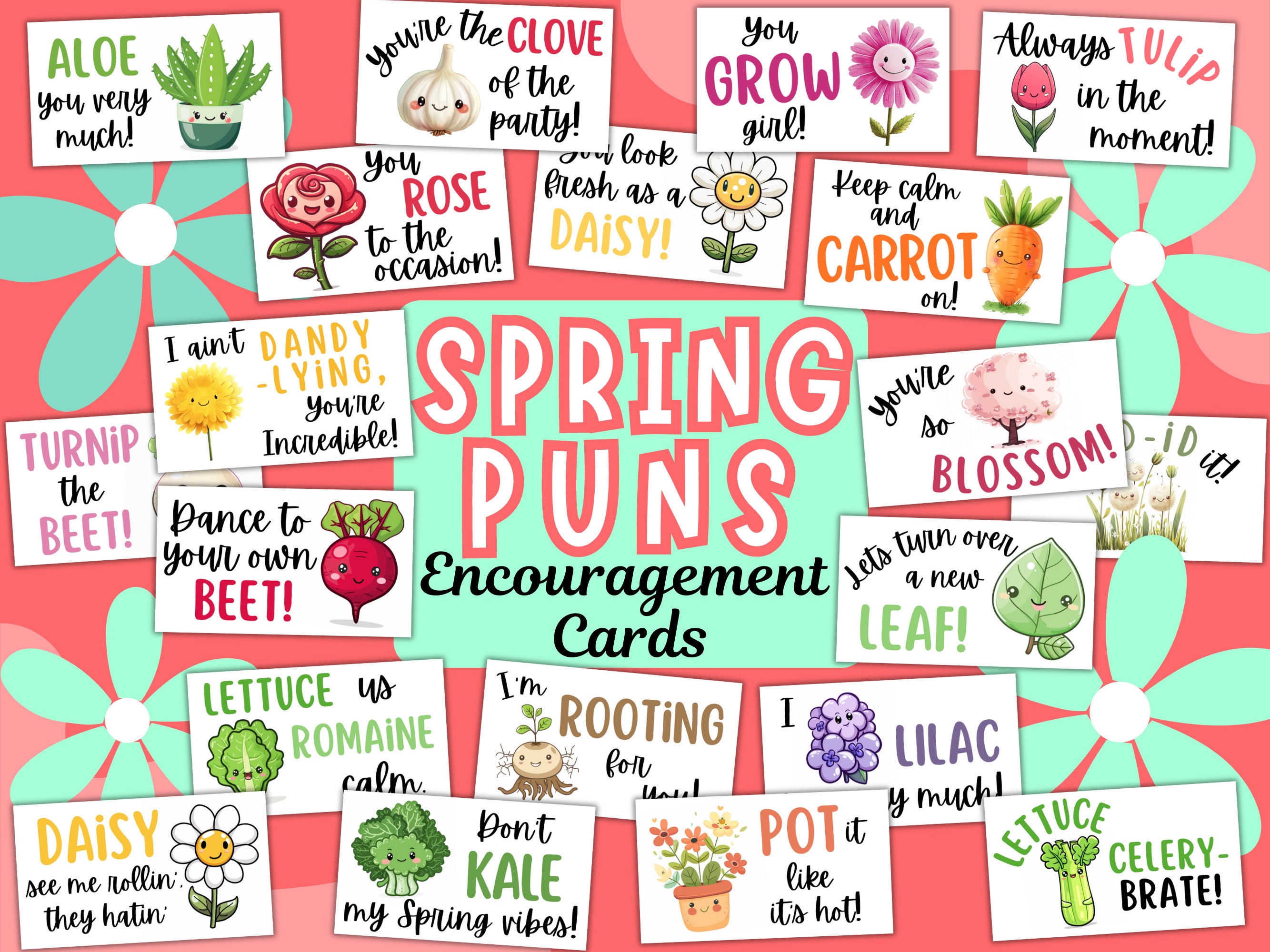 Spring Puns Encouragement Cards Printable | Lunch Notes Positive ...