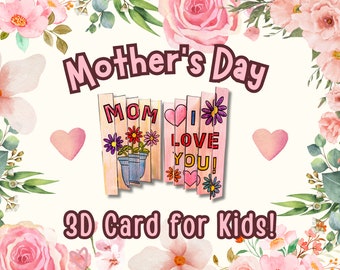 Mother’s Day Agamograph Craft Printable | 3D Coloring Card Kids Activity | Mother’s Day Kids Craft PDF | Classroom & Homeschool