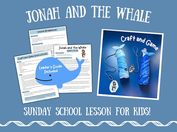 Jonah and the Whale Craft Printable – Bible Story Sunday School Activity & Game for Kids, Christian Bible Lesson Download, VBS