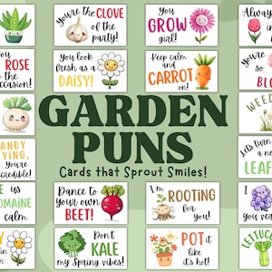 Cartes d'encouragement pour le jeu de mots jardinage, jeux de mots printaniers, notes pour les jardiniers, étiquettes de plantes, notes positives pour les amateurs de jardin, cartes de compliments