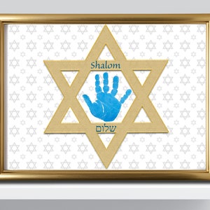 Davidstern | Handabdruck Printable | Schalom | Hebräisch | Rosch Haschana | Frieden | Jüdische Kunst | Britische Fledermaus | Brit Milah | Judaica | Shana Tovah