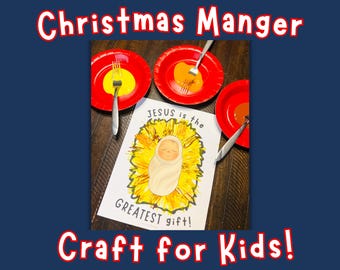 Christmas Baby Jesus Craft, Jesus Manger Activity for Kids, Birth of Jesus: Nativity Fork Painting, Sunday School Craft