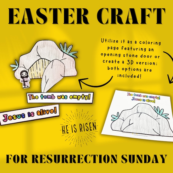 Bible Story Easter, Resurrection Craft, Easter Story Craft, Easter Crafts, Christian Easter Projects, He is Risen Craft, Empty Tomb Craft