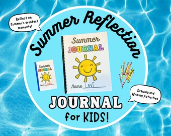 Kids Summer Reflection Journal Printable, Summer Writing & Drawing Journal, Bucket List, Activity Pages PDF, Homeschool, Vacation Keepsake