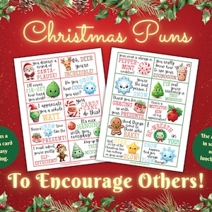 Jeux de mots de Noël, jeux de mots pour calembours, cartes d'encouragement, booster de moral, humeur des Fêtes, notes pour le déjeuner de Noël, mots encourageants pour les collègues