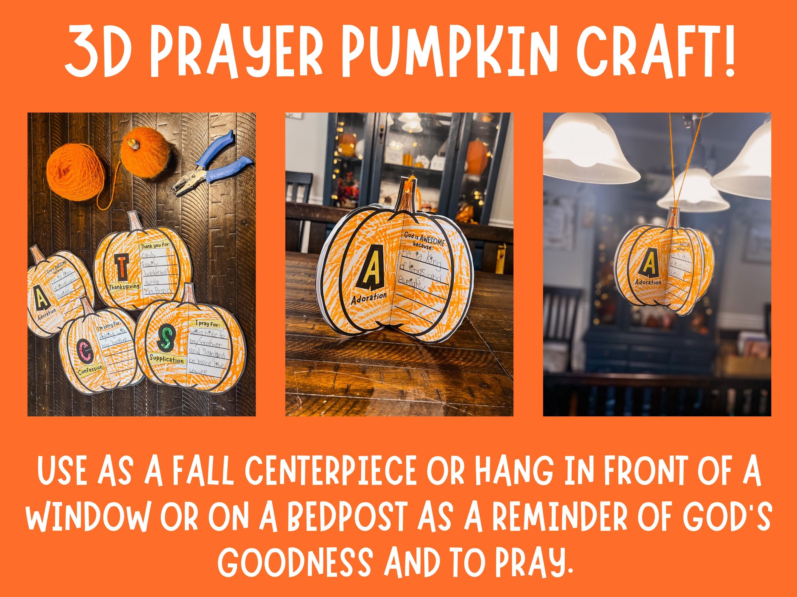 ACTS Prayer Model Pumpkin Craft Printable | Fall Sunday School Bible ...