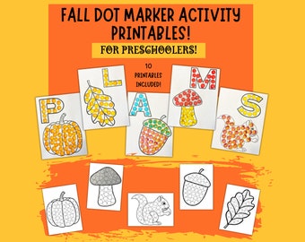 Preschool Fall Printables, Preschool Worksheets, Dot Marker Activity Sheets, Fall Dot Marker Printables, Letter a Dot Marker Worksheet