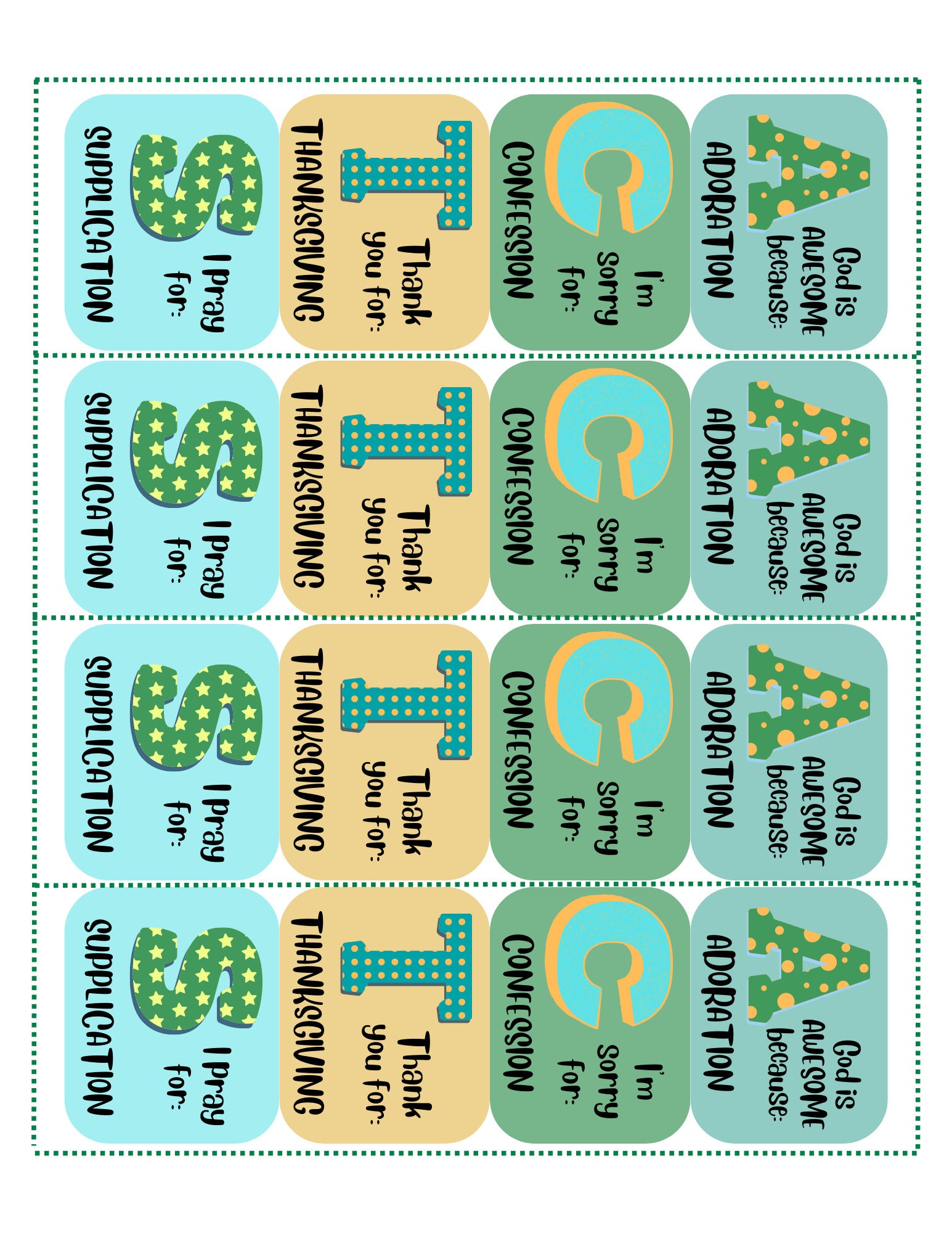 ACTS Prayer, Prayer Printable for Kids, Prayer Guide, Sunday School ...