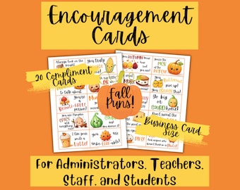 Fall Puns, Compliment Cards, School Morale Booster for Administrators, Teachers, Students, Teacher Motivation, Student Motivation