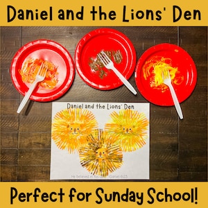 Bible Stories, Daniel in the Lions Den, Bible Story Craft, Children&#39;s Church, Homeschool Activity, Dauber Coloring Sheet, Lion Craft, VBS