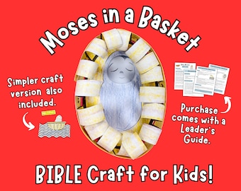Baby Moses Printable Craft – Bible Story Sunday School Activity & Kids Bible Lesson Digital Download, Children's Church