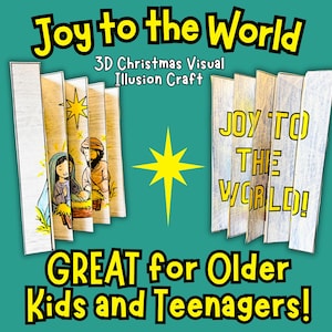 Créations chrétiennes de Noël pour enfants plus âgés et adolescents, activité Naissance de Jésus, Joie pour le monde, carte de Noël 3D pour l'école du dimanche