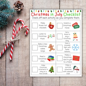 Christmas in July Checklist, Christmas in July Activities for Kids, Christmas in Summer, Bucket List for Christmas in July