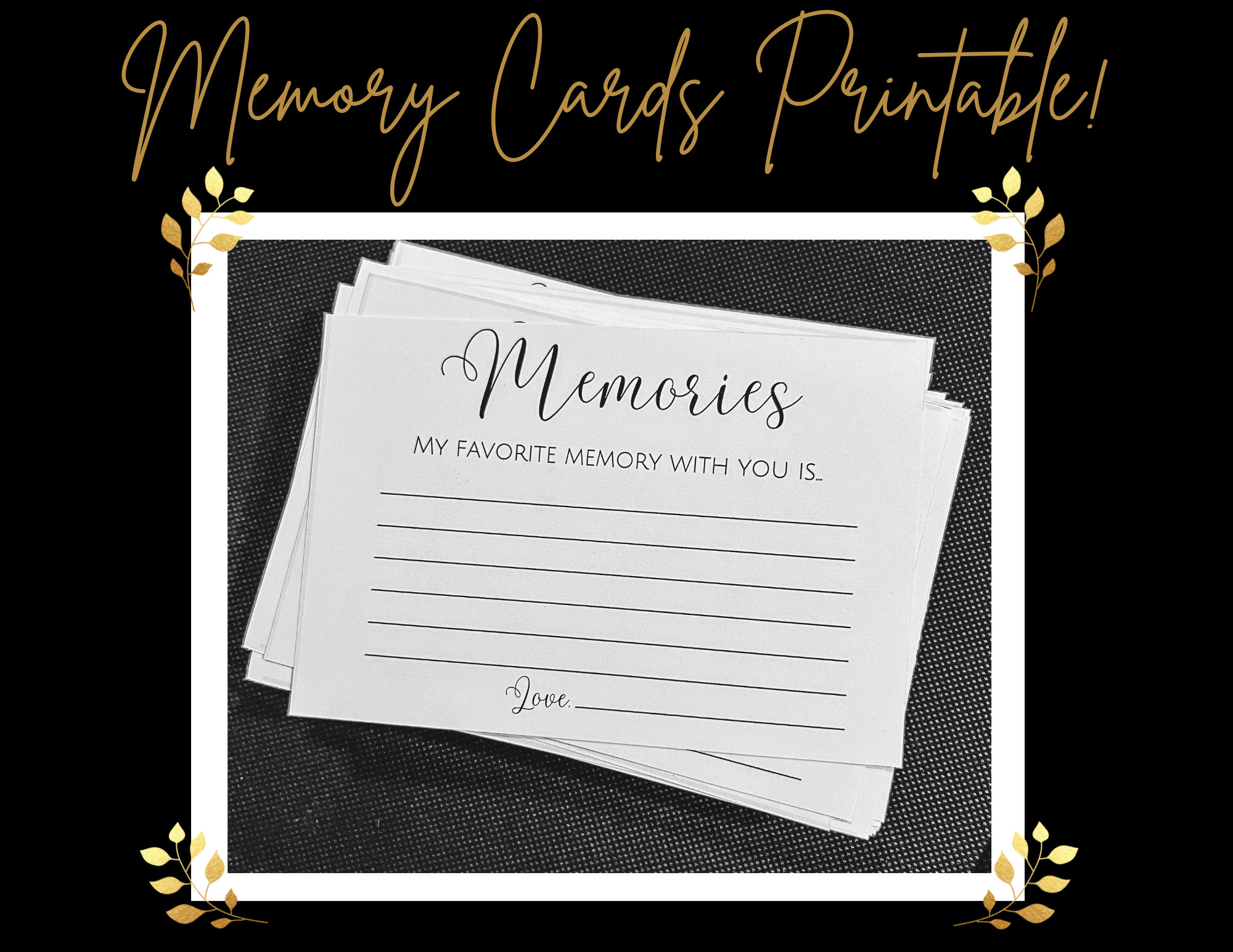 Memory Cards Printable, Calligraphy Favorite Memory, Milestone ...