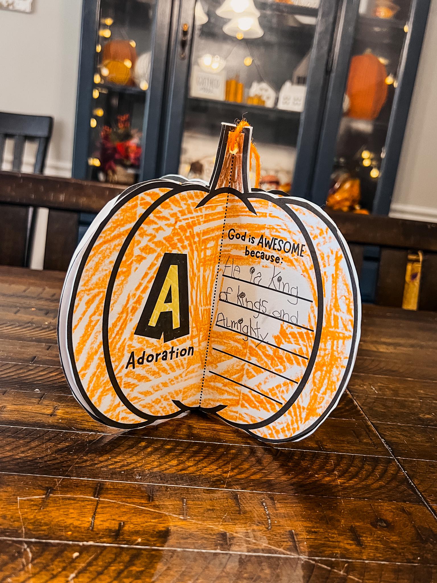 ACTS Prayer Model Pumpkin Craft Printable | Fall Sunday School Bible ...