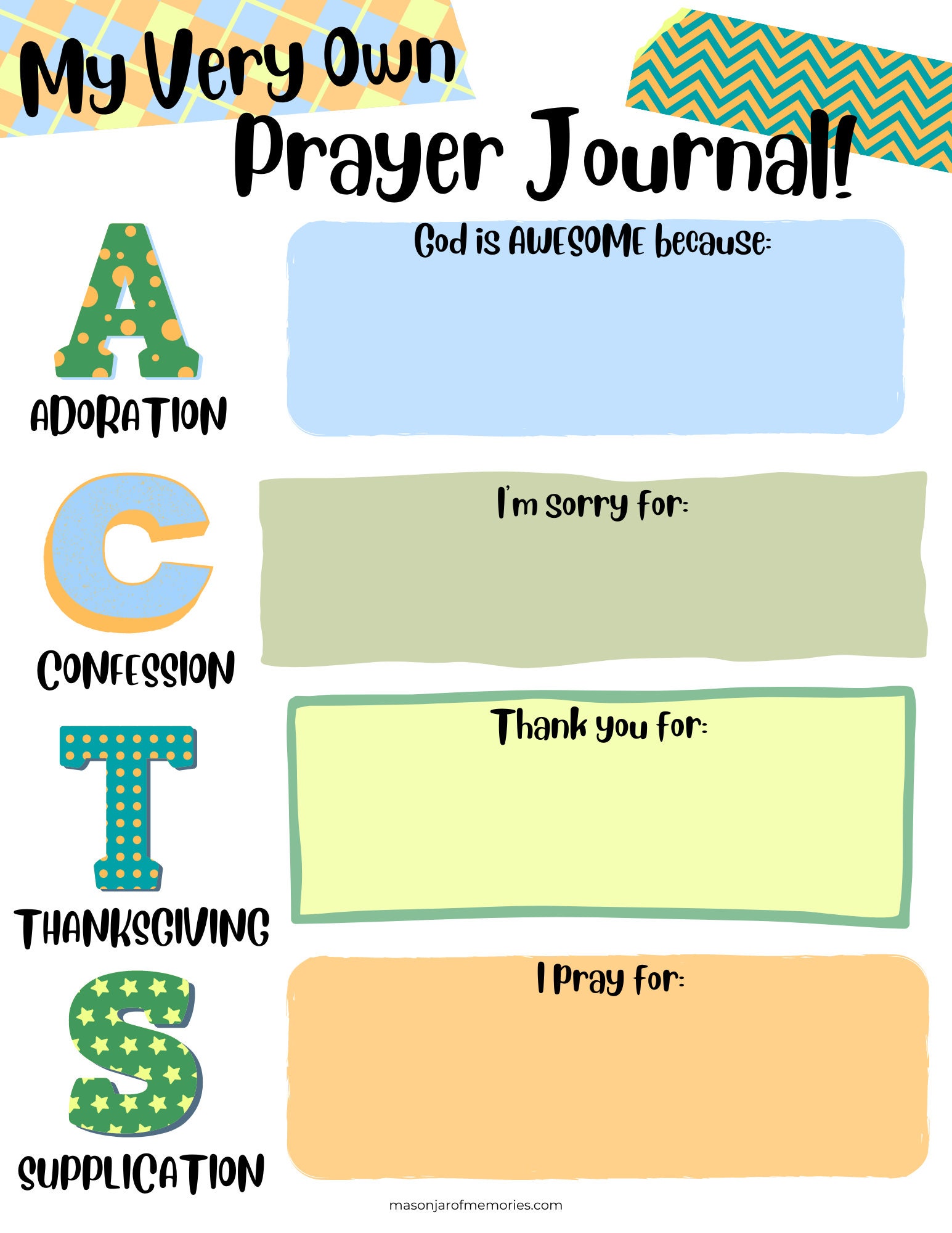 ACTS Prayer, Prayer Printable for Kids, Prayer Guide, Sunday School ...