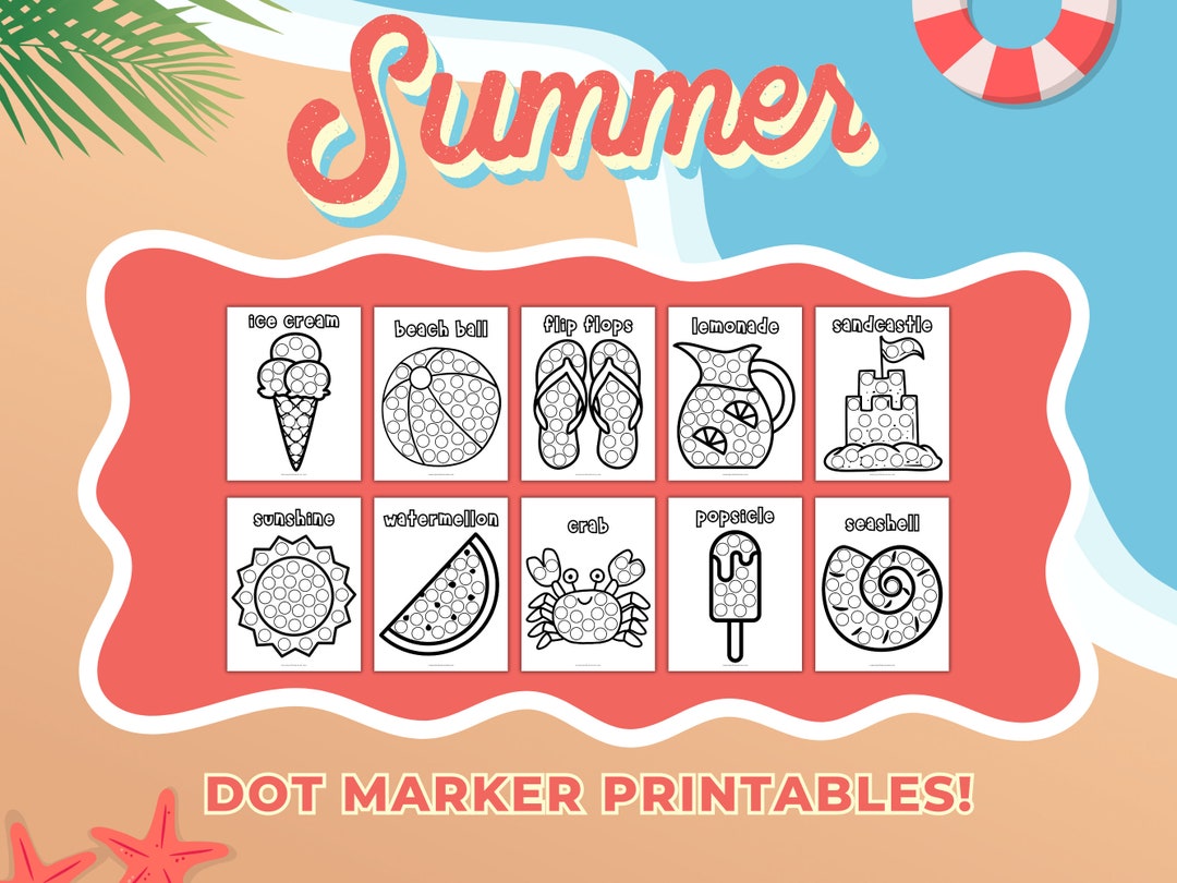 Summer Dot Marker Printables, Coloring Pages, Beach Bingo Dauber ...