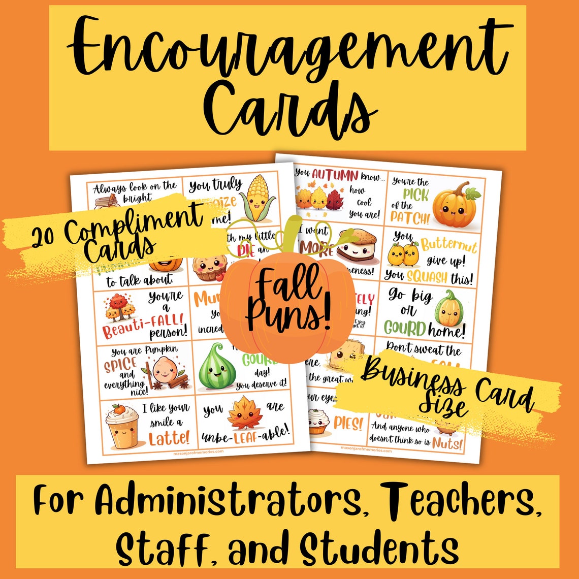 Fall Back Humour Fall Puns Encouragement Cards Printable | Autumn Humor & Morale Booster ...