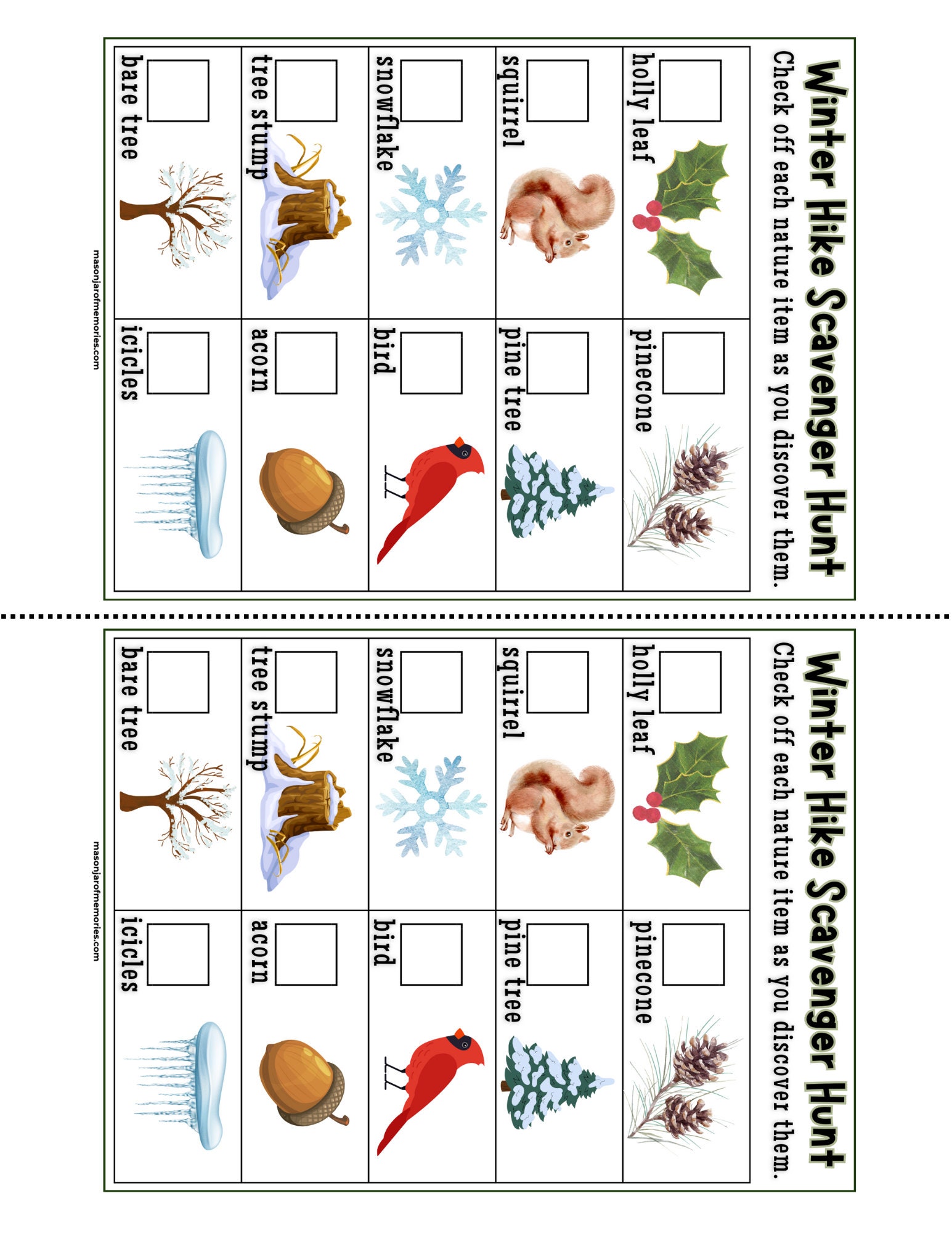 Winter Nature Scavenger Hunt Printable | Kids Outdoor Winter Activity ...
