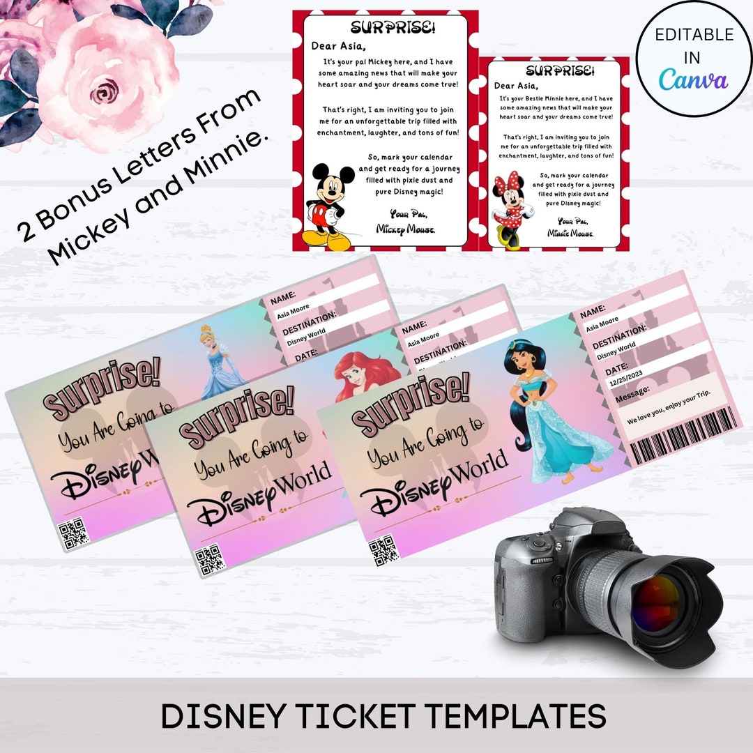 Editable Disney World Tickets Printable Reveal Letters - Etsy