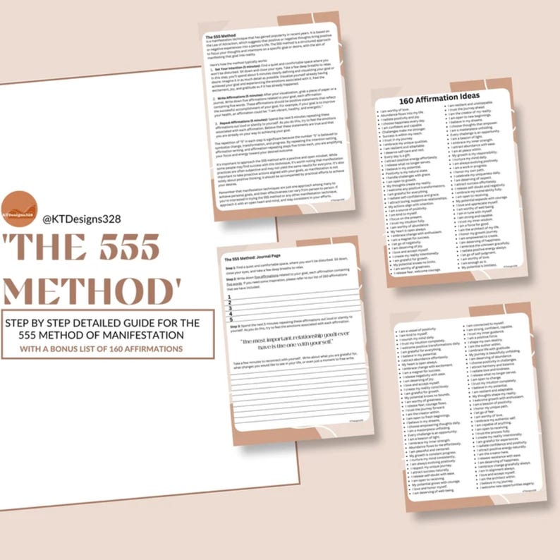 The 555 Method Affirmations & Journal Digital Download - Etsy