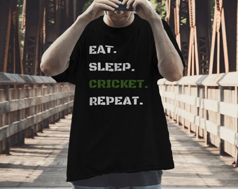 Eat sleep cricket repeat Unisex Heavy Cotton Tee