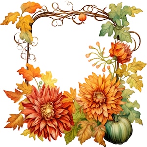 Cadres clipart Autumn Bliss - bordures numériques faites à la main sur le thème de l'automne pour les invitations, le scrapbooking et les décorations saisonnières