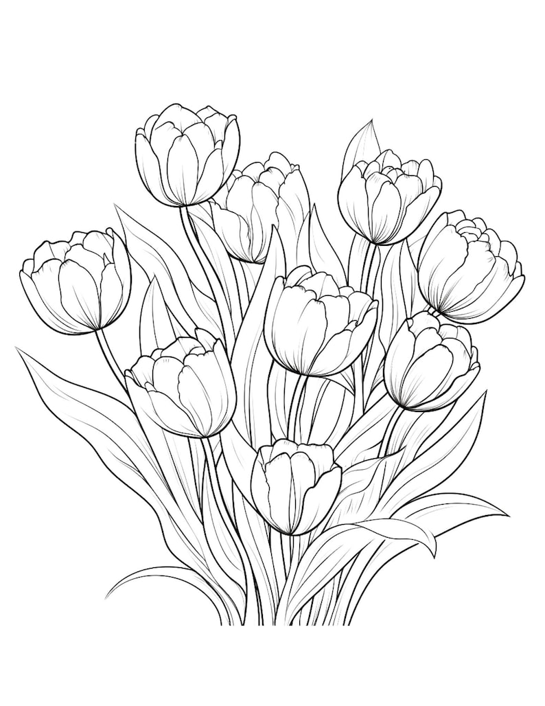 Tulips coloring page
