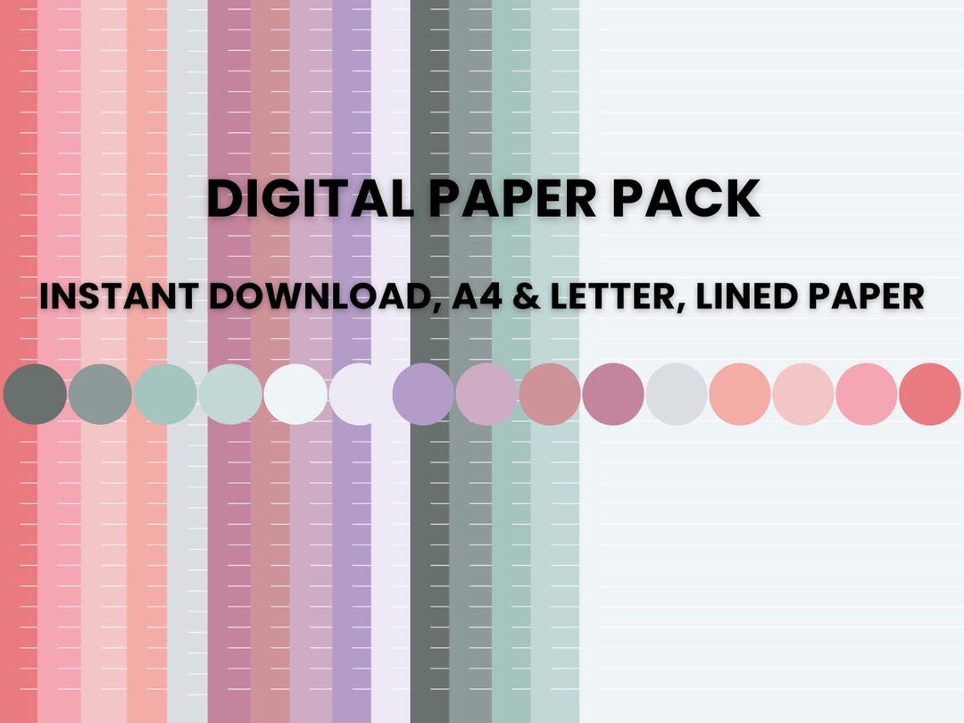 Multi-colored Lined Paper: College Ruled, Letter & A4 (PDF Files) - Etsy