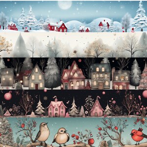 Banner con scene natalizie innevate incantevoli - Paesaggi invernali digitali - 300 DPI - 27 scene natalizie innevate