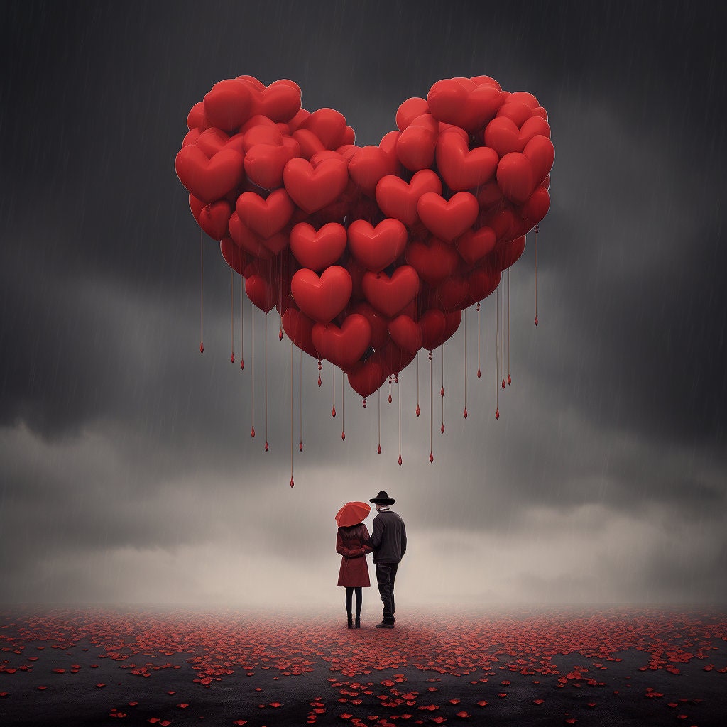 Romantic Valentine's Day Printable Art Bundle 18 Heart and Couple ...