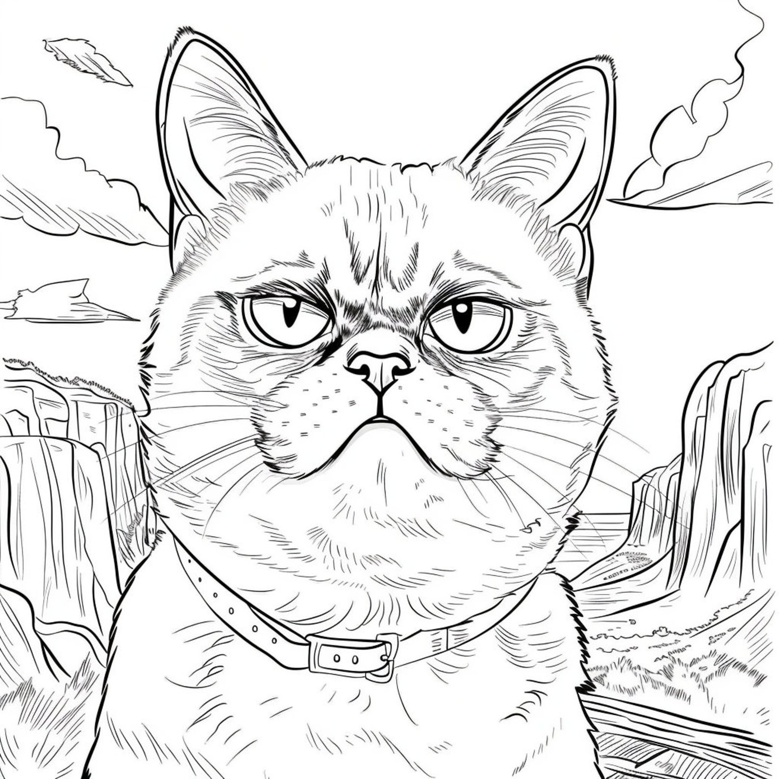 Grumpy Cat Coloring Pages Set - 63 Designs - Printable PDF - Instant ...