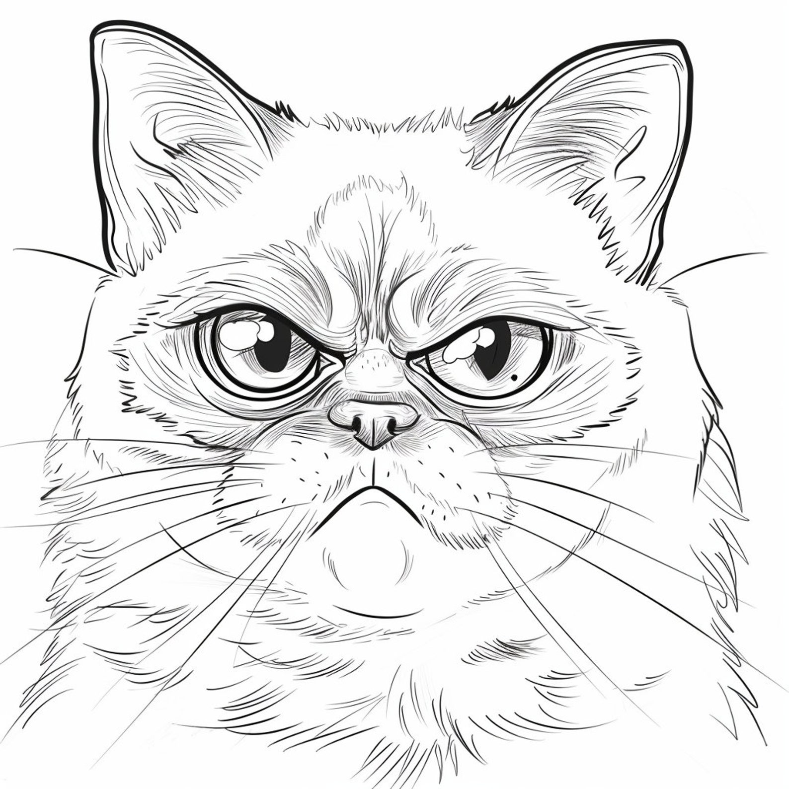 Grumpy Cat Coloring Pages Set - 63 Designs - Printable PDF - Instant ...