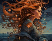 Aquarius Zodiac Sign Art - 12x12 300 DPI PNG + Printable PDF Depictions with Astrological Details