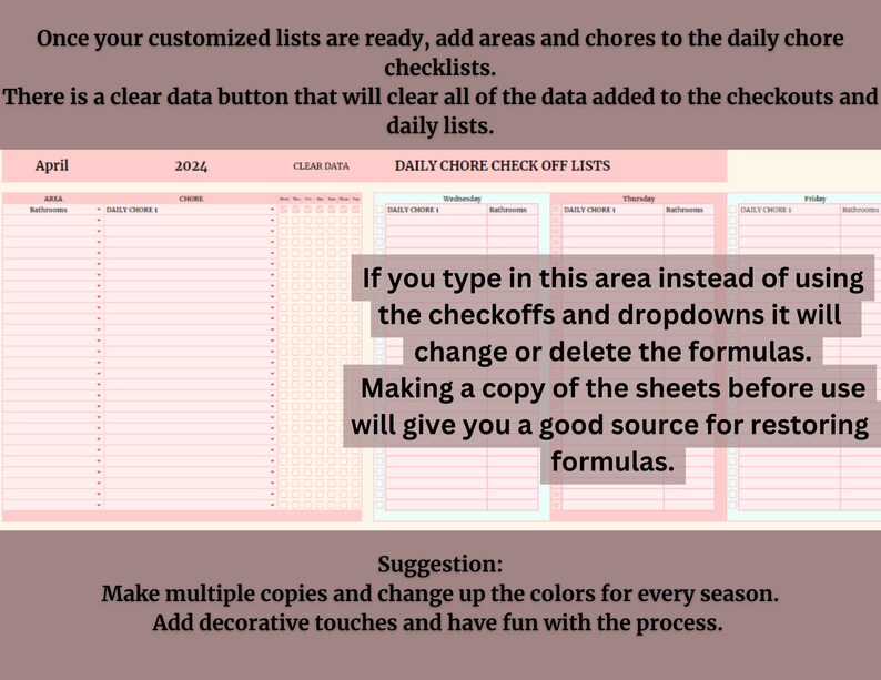 Chore Chart With Dashboard Spring-themed Customizable Google Sheets ...