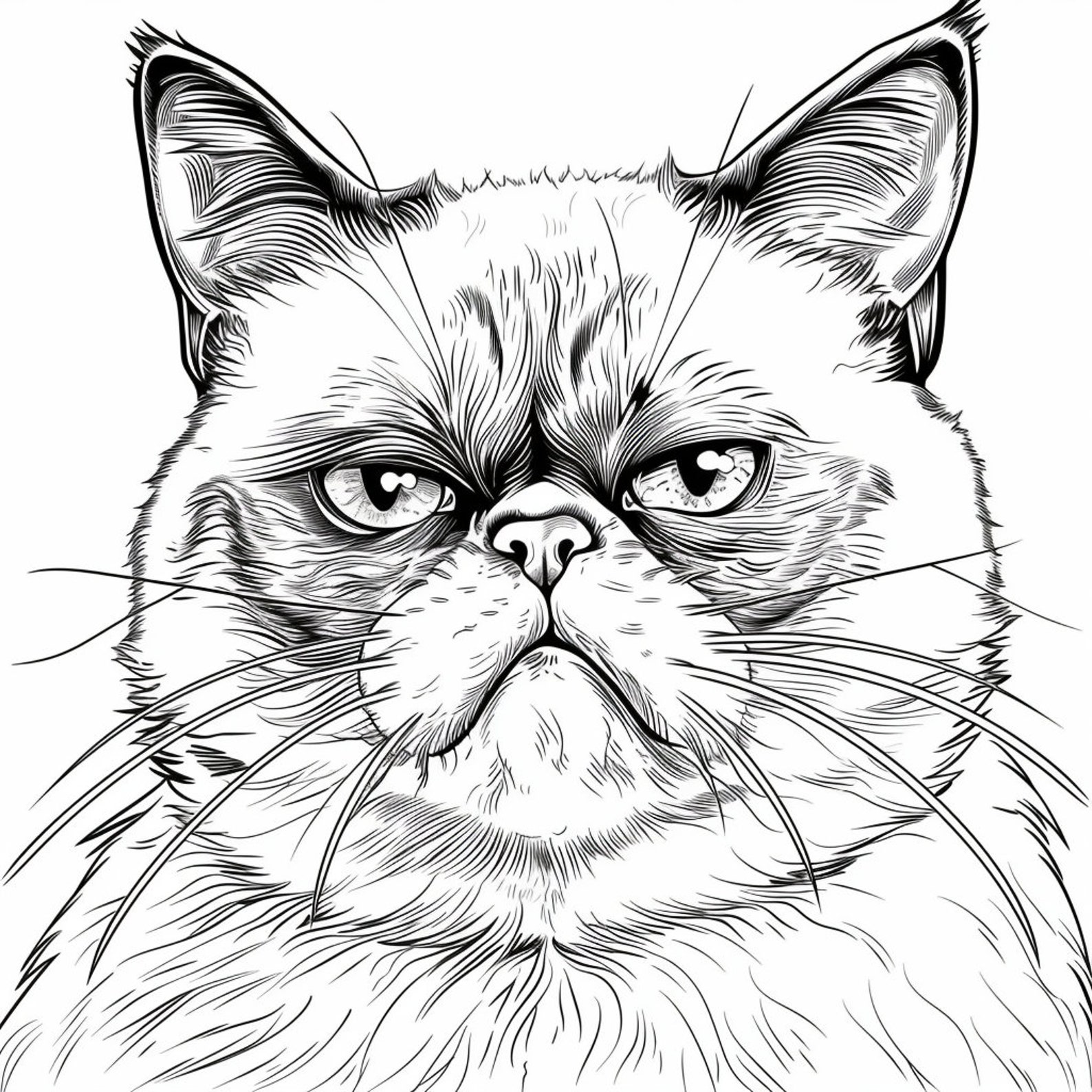 Grumpy Cat Coloring Pages Set - 63 Designs - Printable PDF - Instant ...